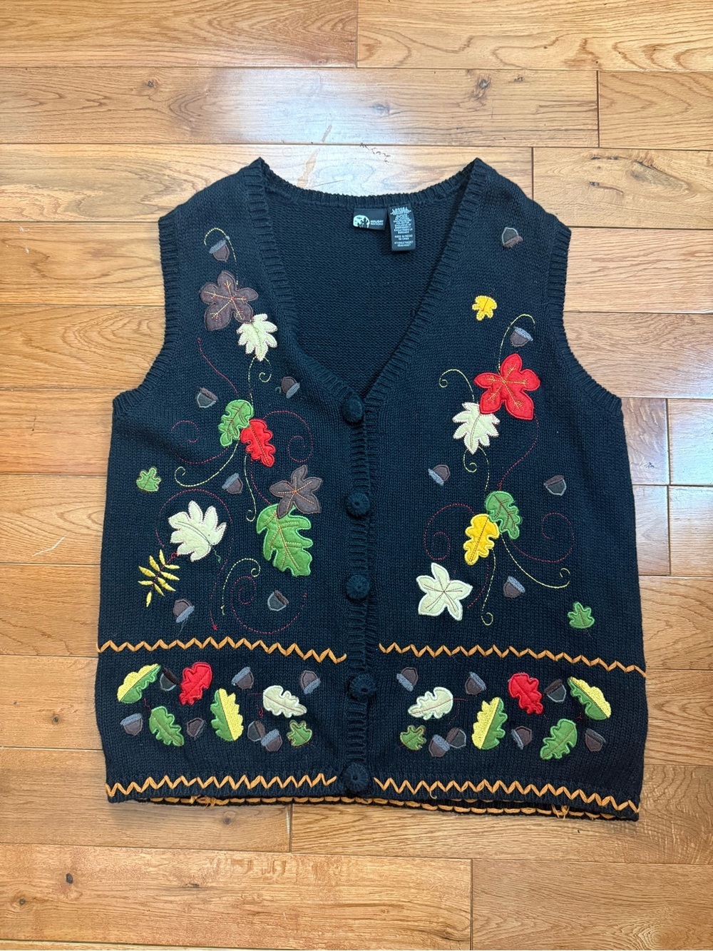 Vintage Holiday Editions Fall Harvest Embroidered Sweater Vest